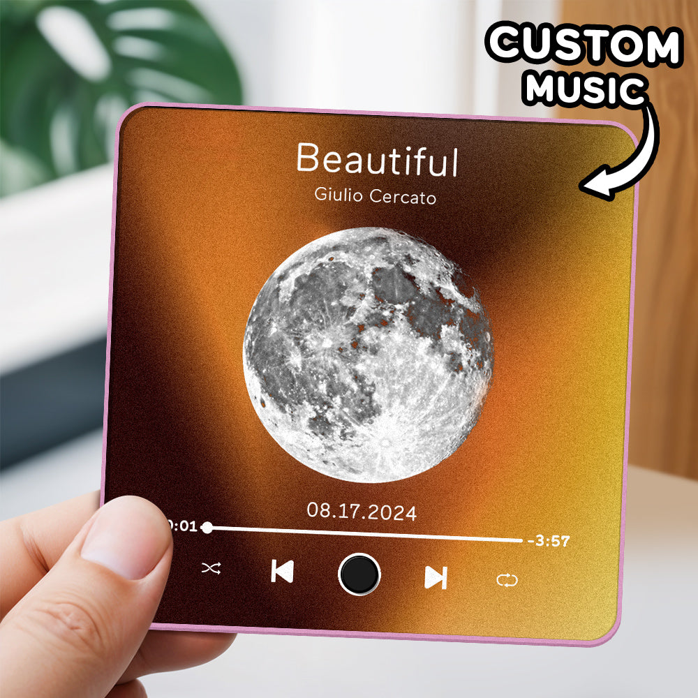 Customized Album Music Fridge Magnet Personalized Moon Phase Music Fridge Magnet Can Play Songs and Adjust Volume