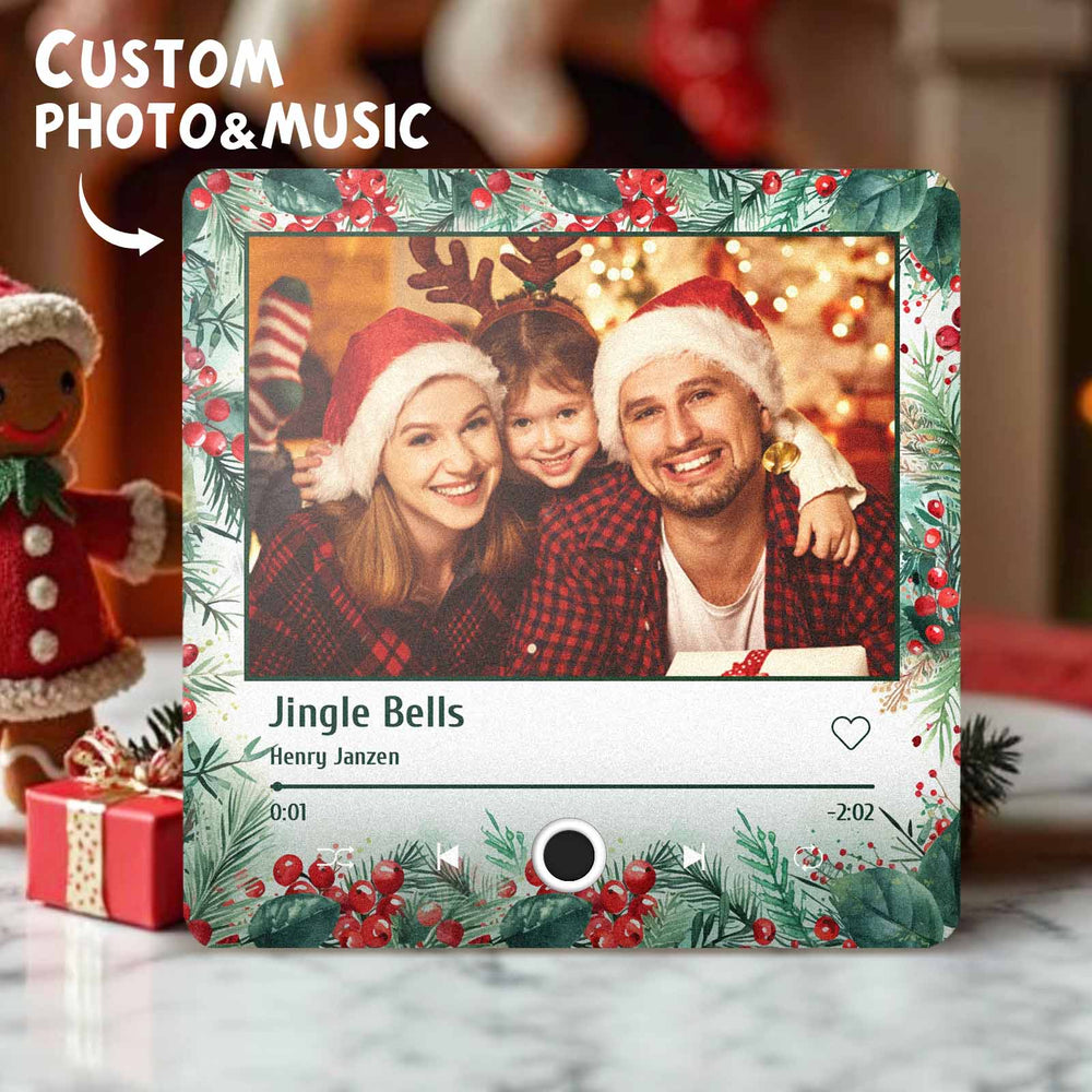 Personalized Christmas Family Photo Music Fridge Magnet Custom Music Magnets Can Play Songs Christmas Gifts for Family