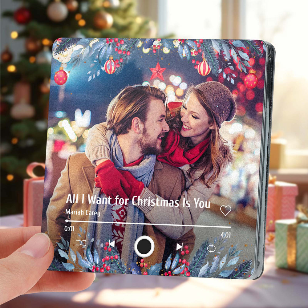 Personalized Christmas Family Photo Music Fridge Magnet Custom Music Magnets Can Play Songs Christmas Gifts for Family