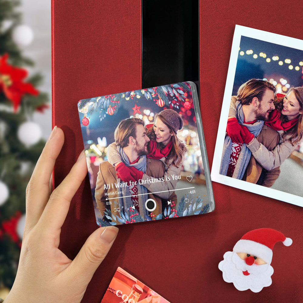 Custom Photo Music Fridge Magnet Christmas Gifts for Lovers Personalized Music Magnets Can Play Songs