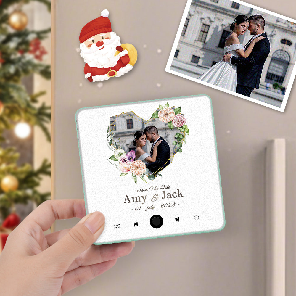 Personalized Wedding Photo Music Fridge Magnet Christmas Gift for Couples Custom Music Magnets Can Play Songs