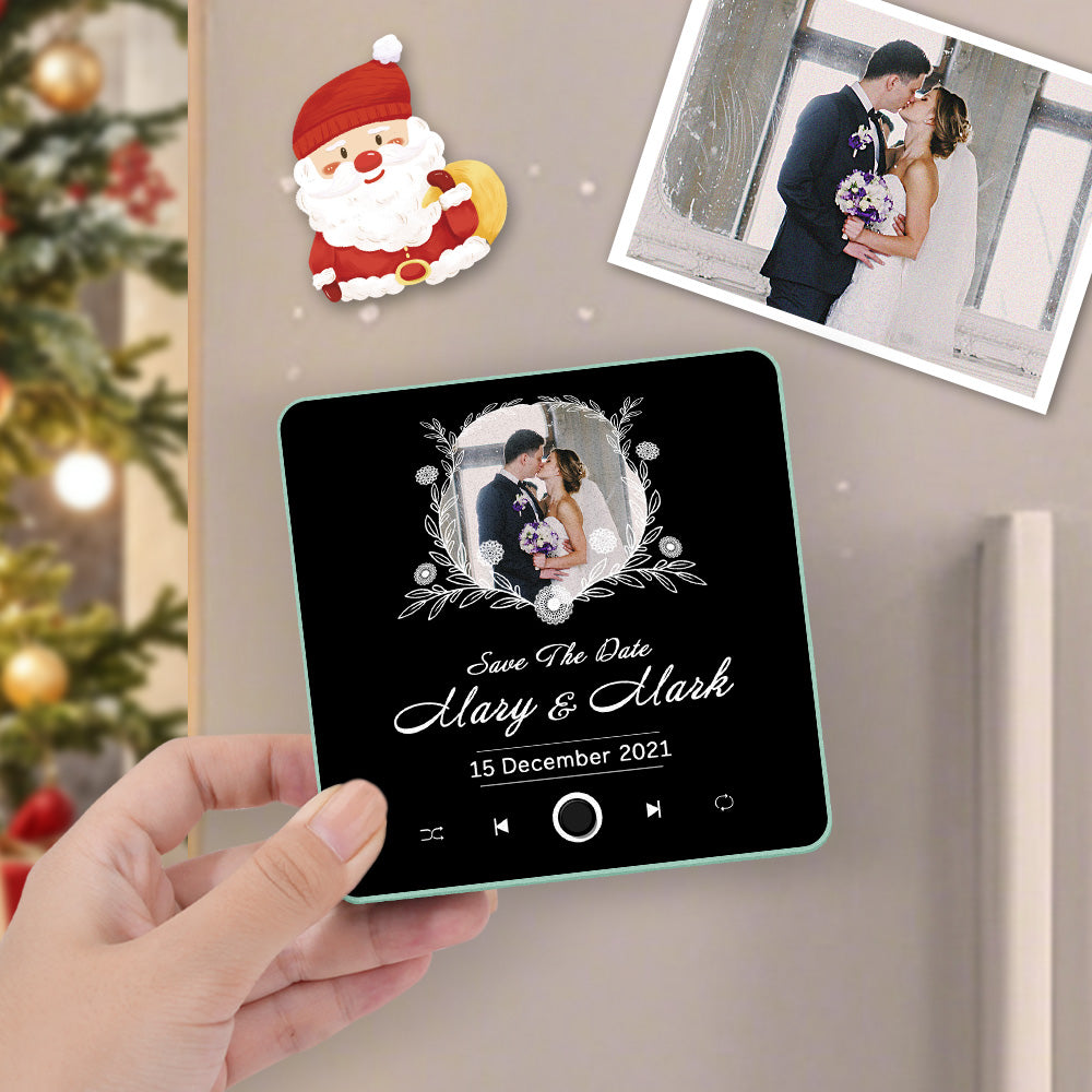 Custom Wedding Photo Music Fridge Magnet Personalized Music Magnets Can Play Songs Christmas Gift for Couples