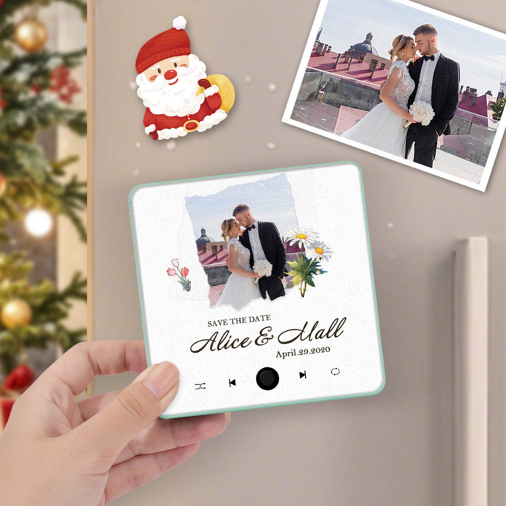 Personalized Wedding Photo Music Fridge Magnet Christmas Gift for Couples Custom Music Magnets Can Play Songs