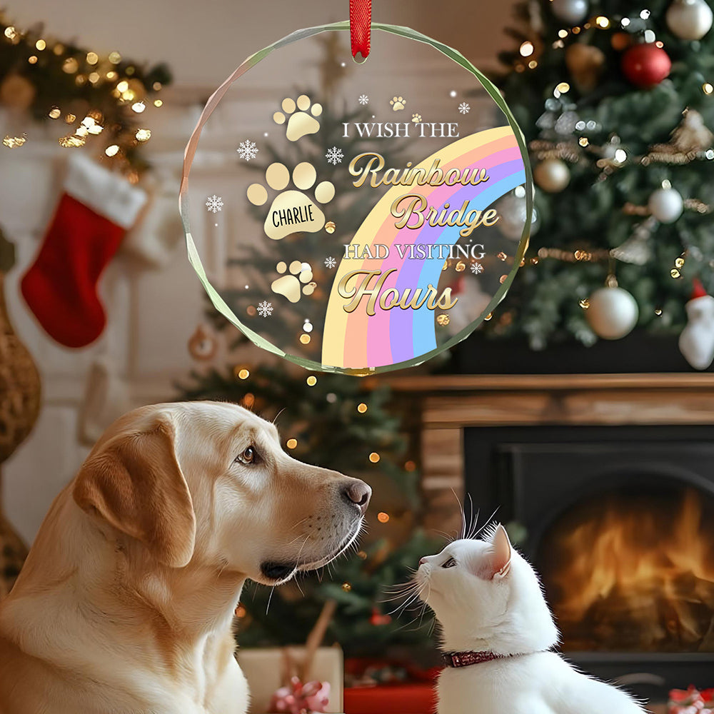 Custom Memorial Ornament I Wish The Rainbow Bridge Had Visiting Hours Ornament Gift for Pet Owners