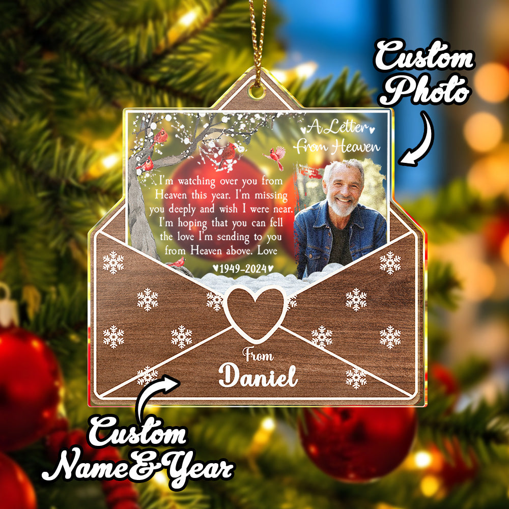 Personalized Photo Letter From Heaven Memorial Christmas Ornament Meaningful Christmas Gifts