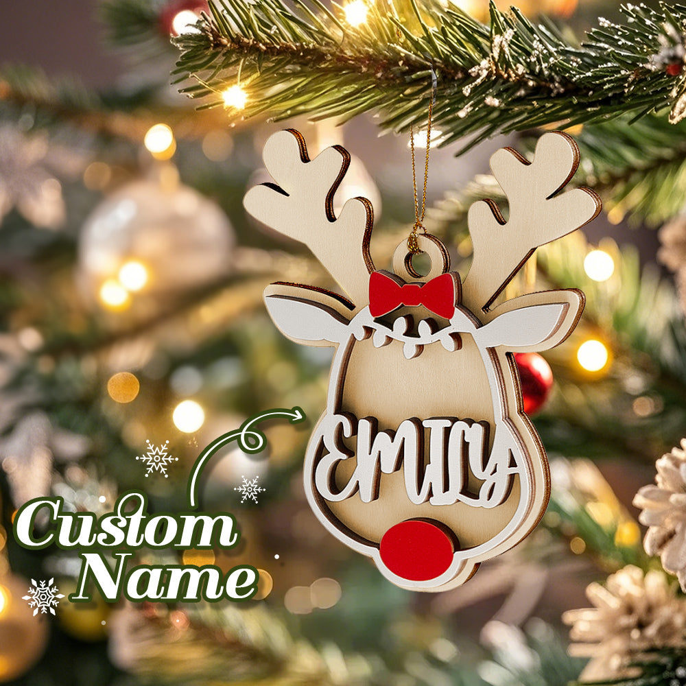 Personalized Reindeer Ornament with Name Christmas Tree Decorations Gift