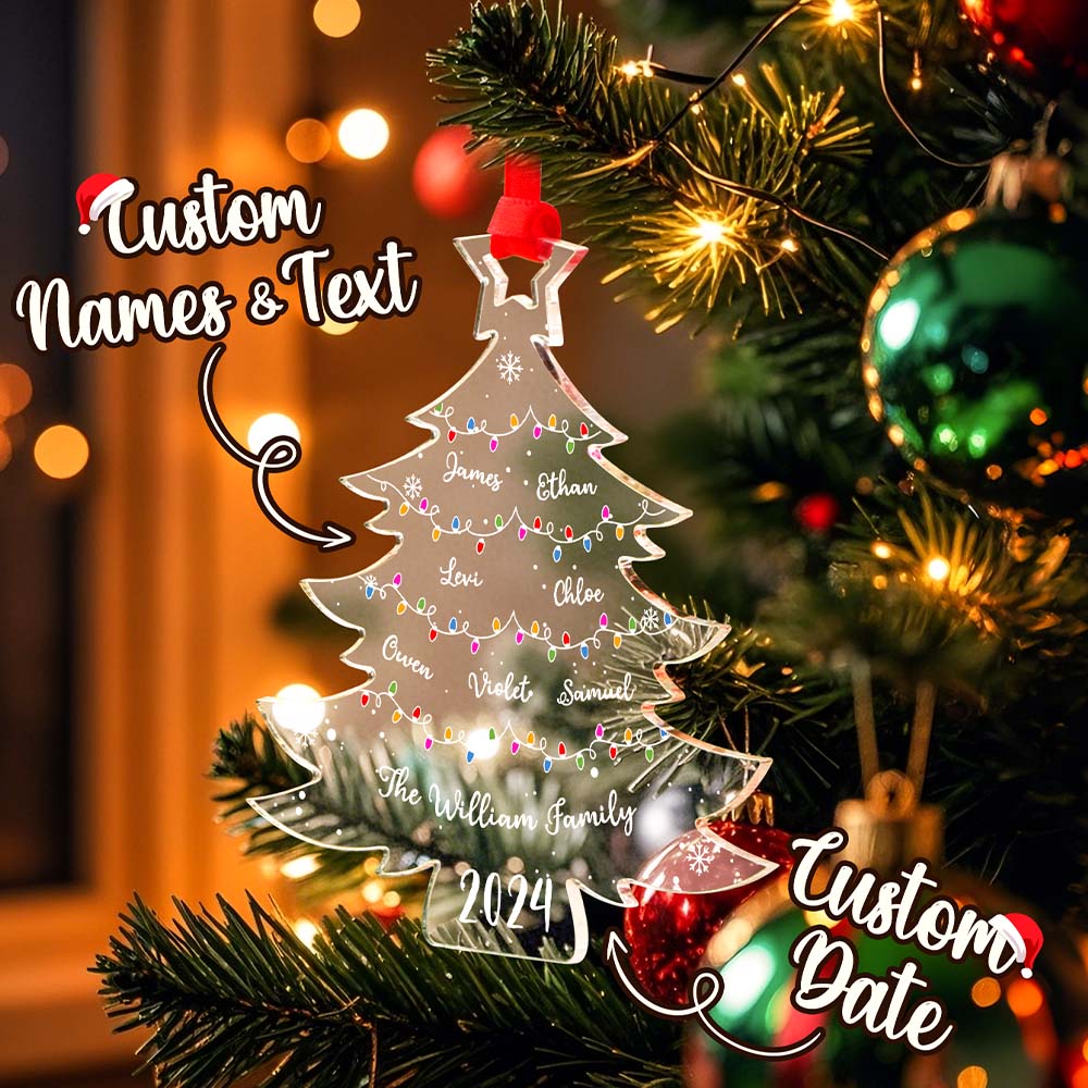 Personalized Christmas Tree Ornament with Family Names Acrylic Ornament for Christmas Gifts