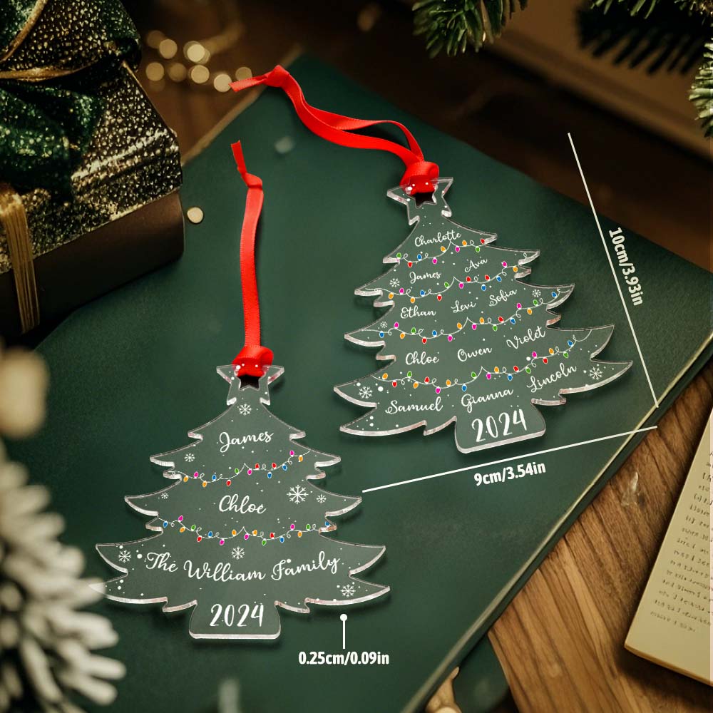 Personalized Christmas Tree Ornament with Family Names Acrylic Ornament for Christmas Gifts