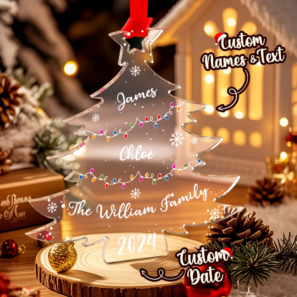 Personalized Christmas Tree Ornament with Family Names Acrylic Ornament for Christmas Gifts