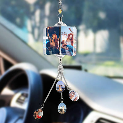 Custom Photo Car Crystal Rearview Mirror Hanging Decorations Accessories Gifts for Family - mycustomtirecover