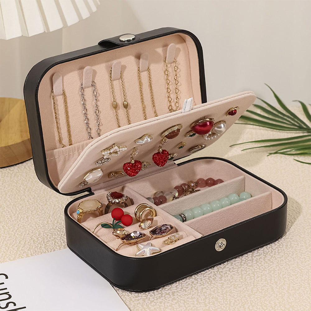 Personalized Birth Flower Leather Travel Jewelry Box with Name Waterproof Multiple Compartments Birthday Bridesmaid Gift for Women Girls