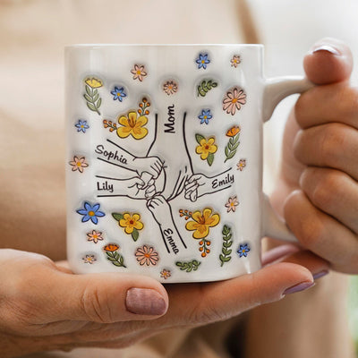 Personalized Custom 3D Inflated Effect Printed Mug You Hold Our Hands Also Our Hearts Gift For Mom Grandma - mysiliconefoodbag