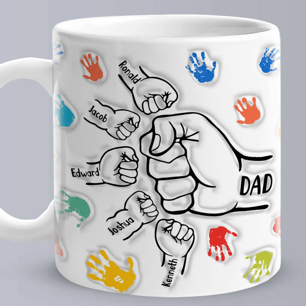 Personalized Custom Names 3D Inflated Effect Printed Mug Gift for Dad Grandpa