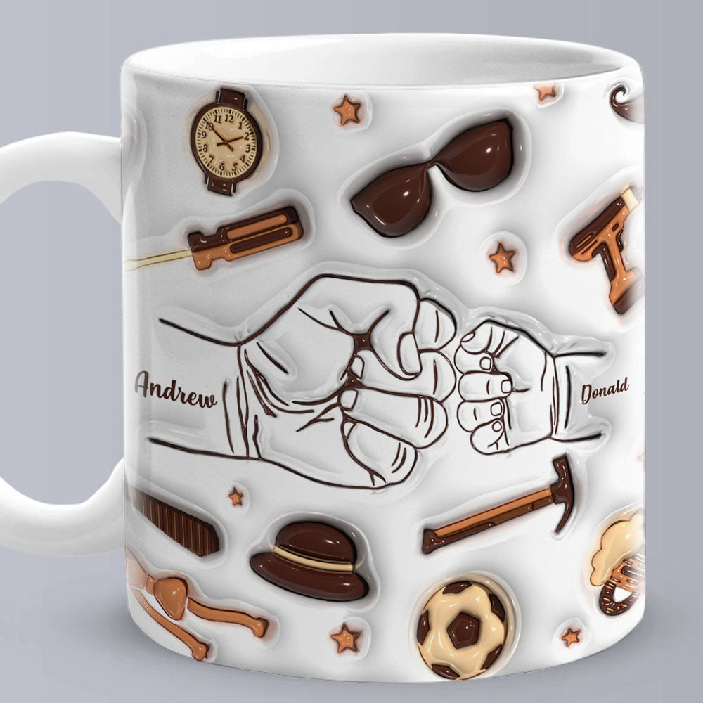 Personalized 1-6 Kids Names Custom 3D Inflated Effect Printed Mug for Papa or Grandpa