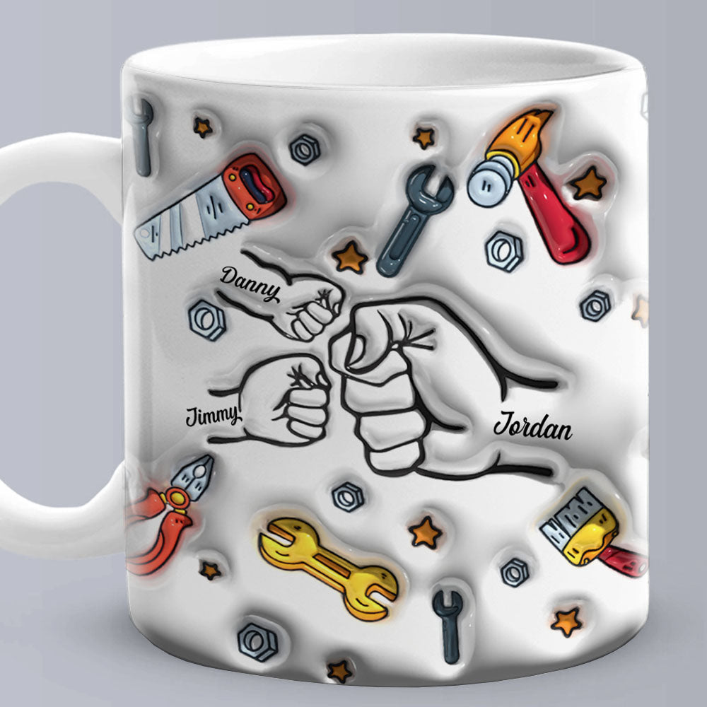 Personalized Names Custom 3D Inflated Effect Printed Mug 1-6 Kids Father's Day Gifts