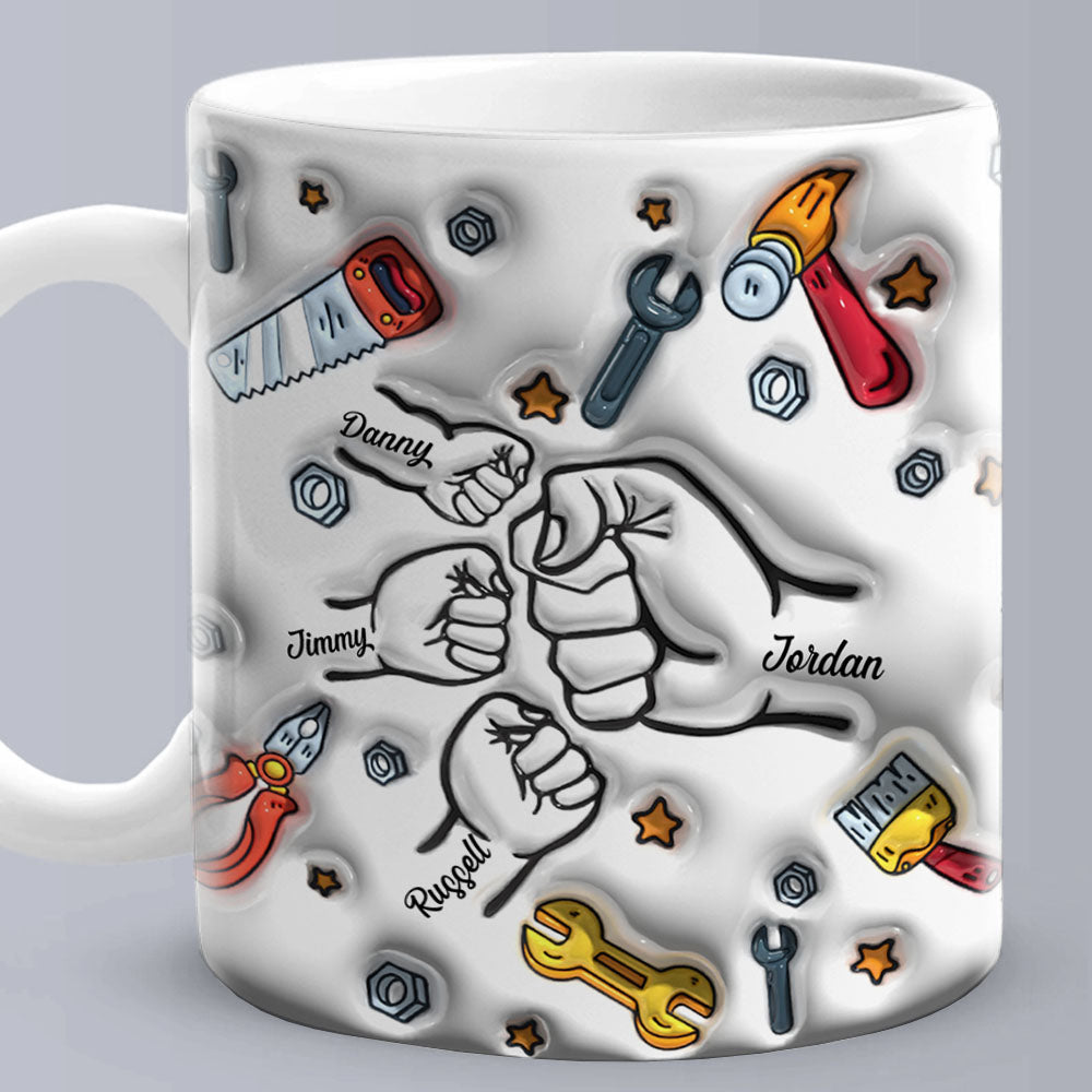 Personalized Names Custom 3D Inflated Effect Printed Mug 1-6 Kids Father's Day Gifts