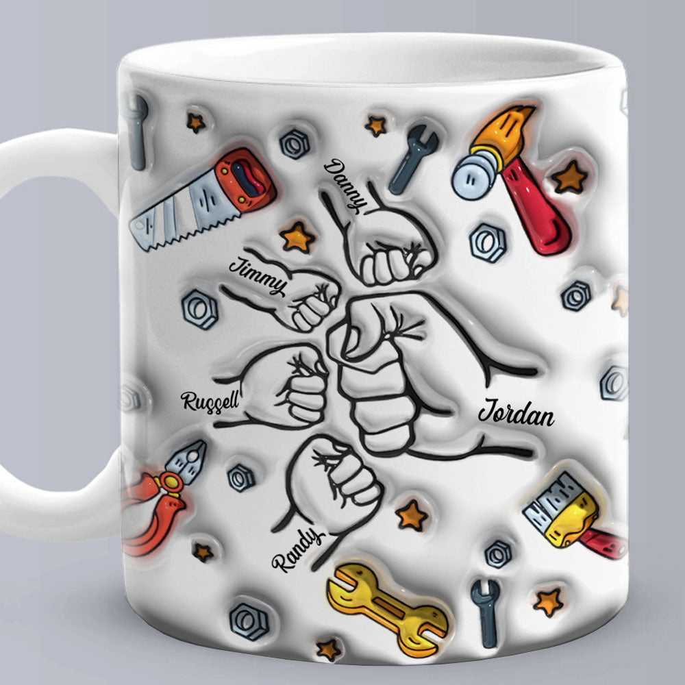 Personalized Names Custom 3D Inflated Effect Printed Mug 1-6 Kids Father's Day Gifts