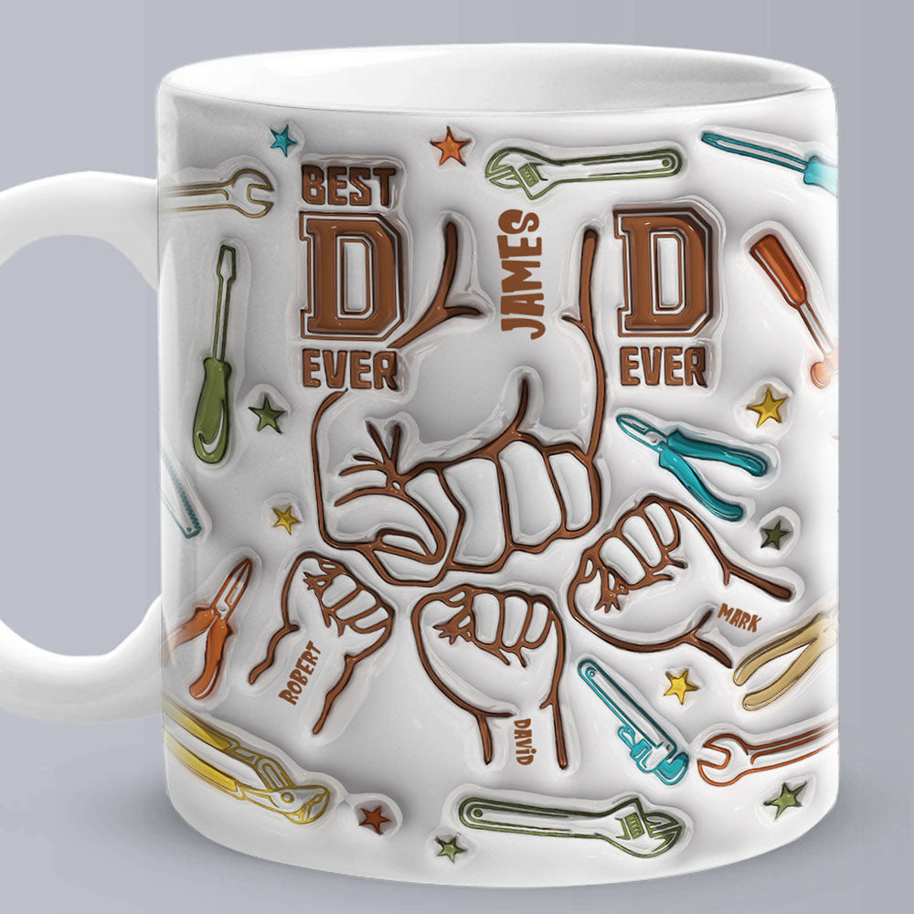 Gifts for Dad Personalized Names Custom 1-6 Kids 3D Inflated Effect Printed Mug Happy Father's Day