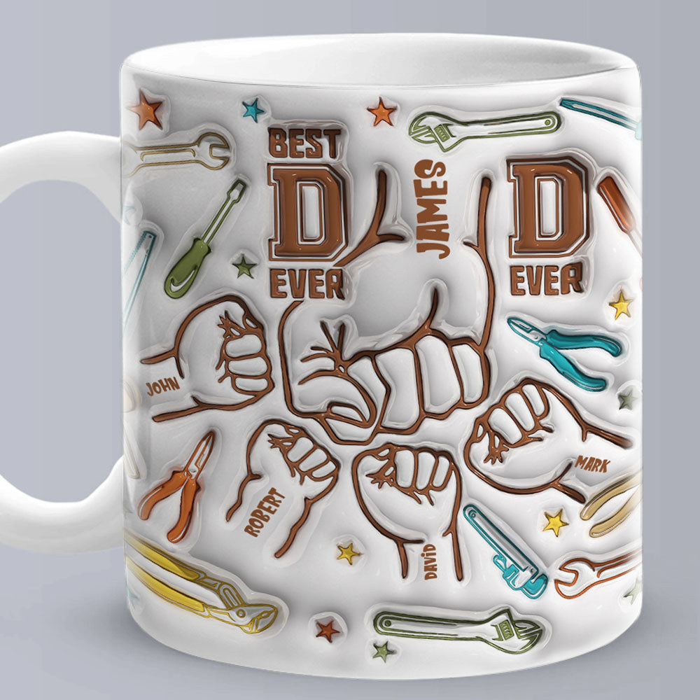 Gifts for Dad Personalized Names Custom 1-6 Kids 3D Inflated Effect Printed Mug Happy Father's Day