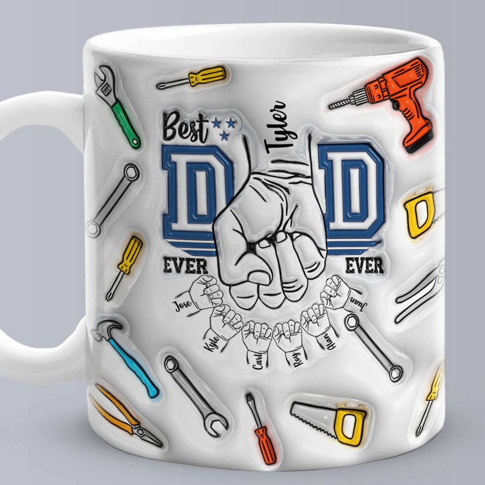 Custom Names 3D Inflated Effect Printed Mug Best Dad Ever 1-6 Kids Personalized Father's Day Gifts