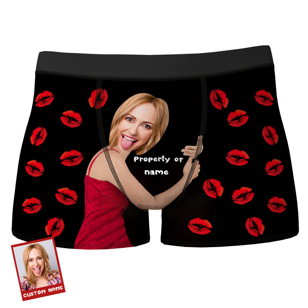 Custom Love Hug Property Of Name Boxers Personalised Face Boxers Briefs Gift For Him