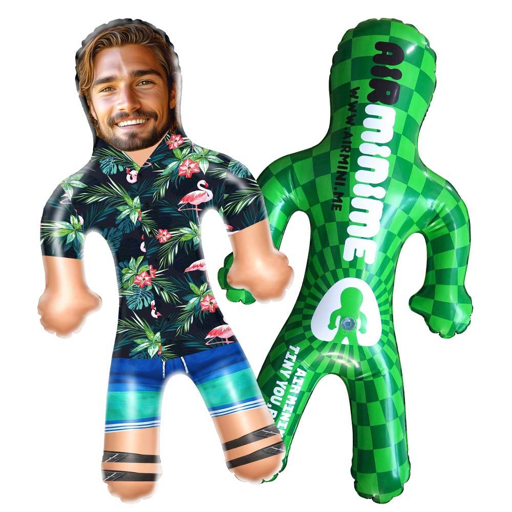 Personalized Blow Up Dolls Hawaiian Shirt Colorful Flamingo Funny Inflatable Man Printed Face for Party Favors