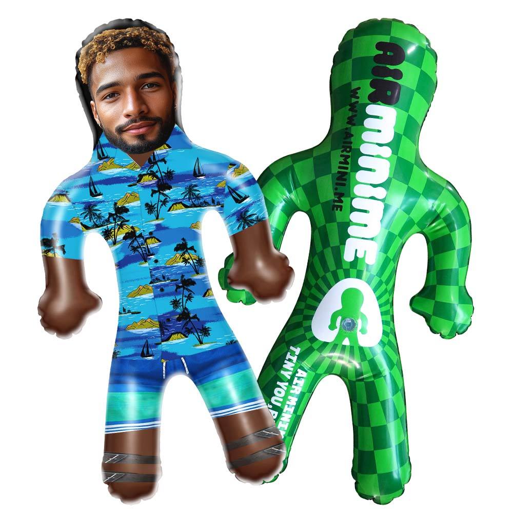 Personalized Blow Up Dolls Hawaiian Shirt Flowers and Leaves Funny Inflatable Man Printed Face for Party Favors