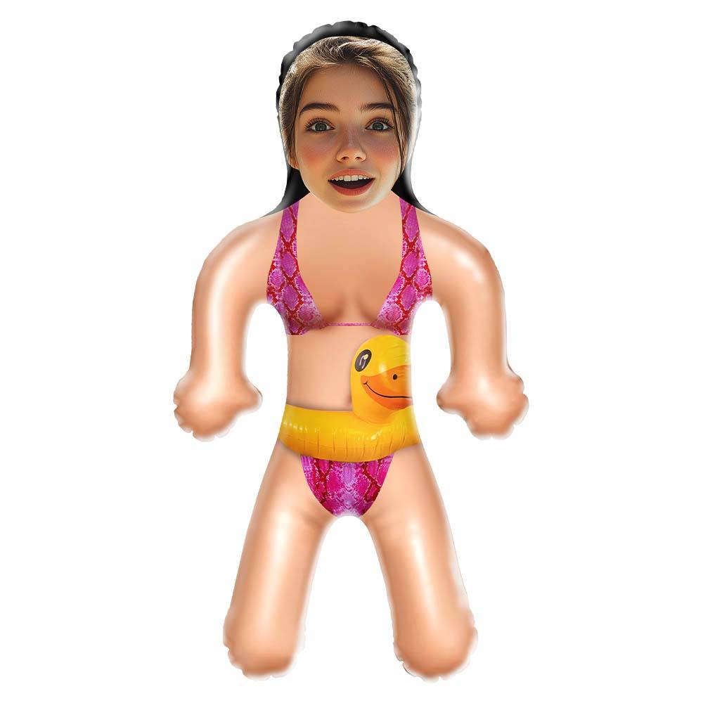 Custom Blow Up Dolls Bikini Girl with Rubber Duck Personalized Fun Beach Gift