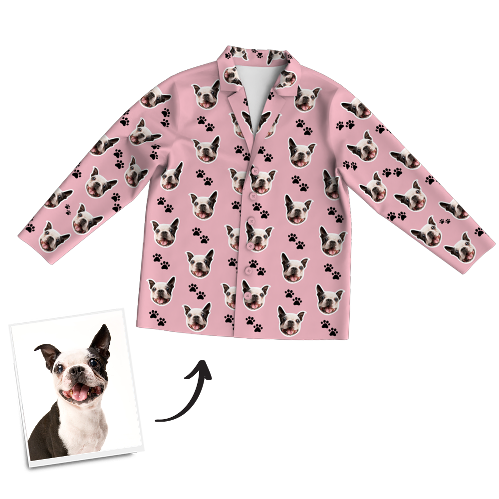 Custom Dog Photo Long Sleeve Pajamas, Sleepwear, Nightwear