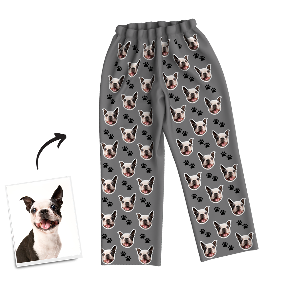 Custom Dog Photo Pajama Pants, Sleepwear, Nightwear