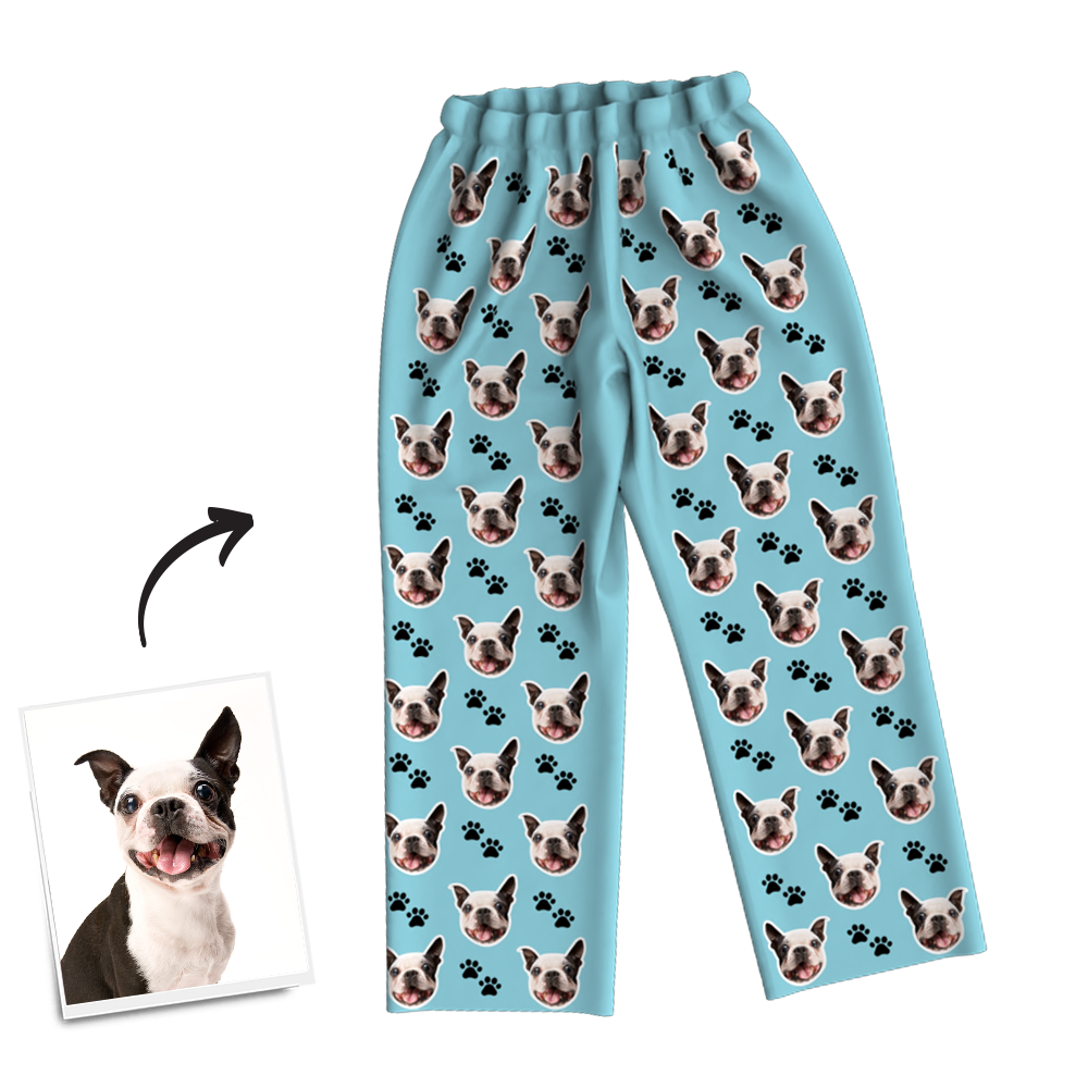 Custom Dog Photo Long Sleeve Pajamas, Sleepwear, Nightwear