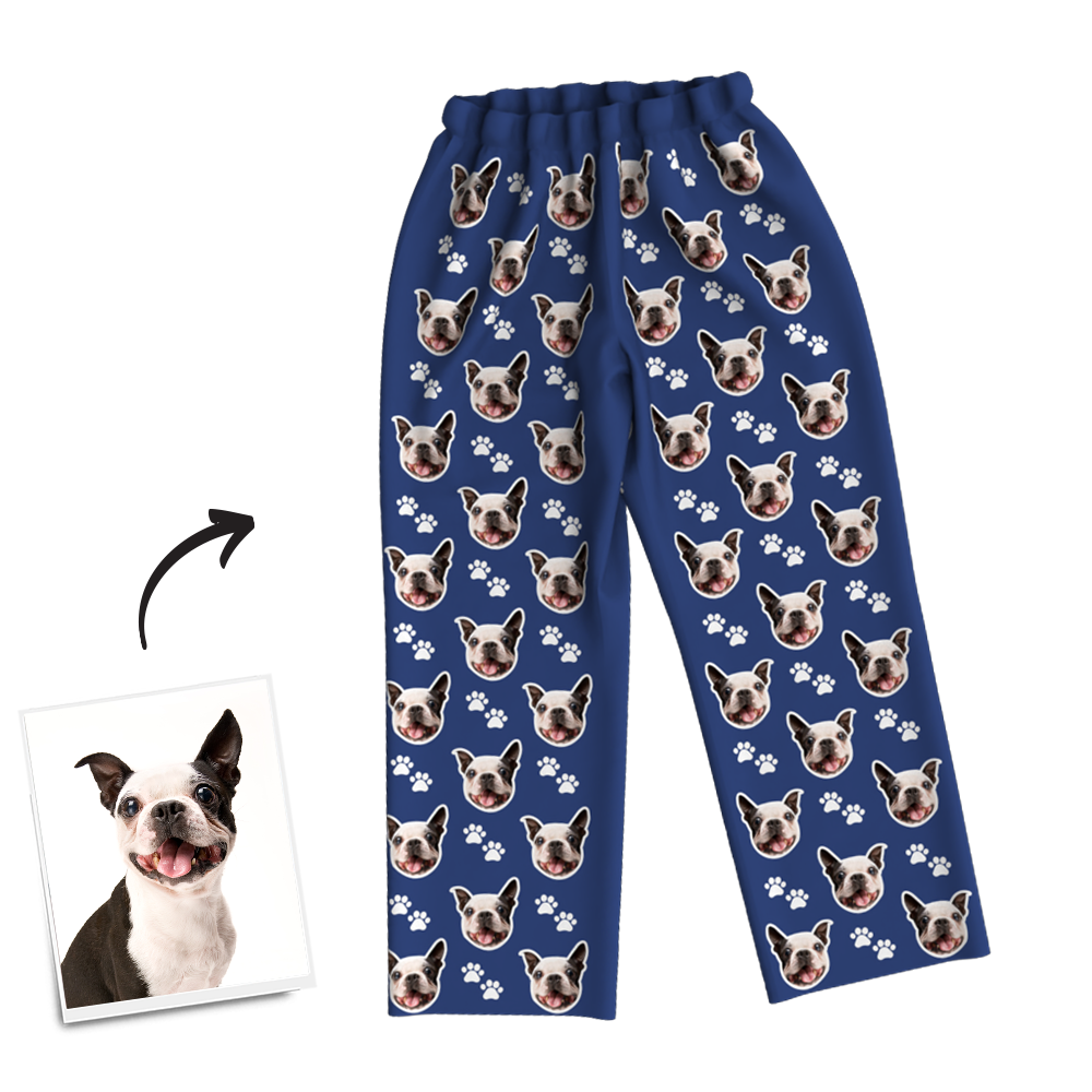 Custom Dog Photo Long Sleeve Pajamas, Sleepwear, Nightwear