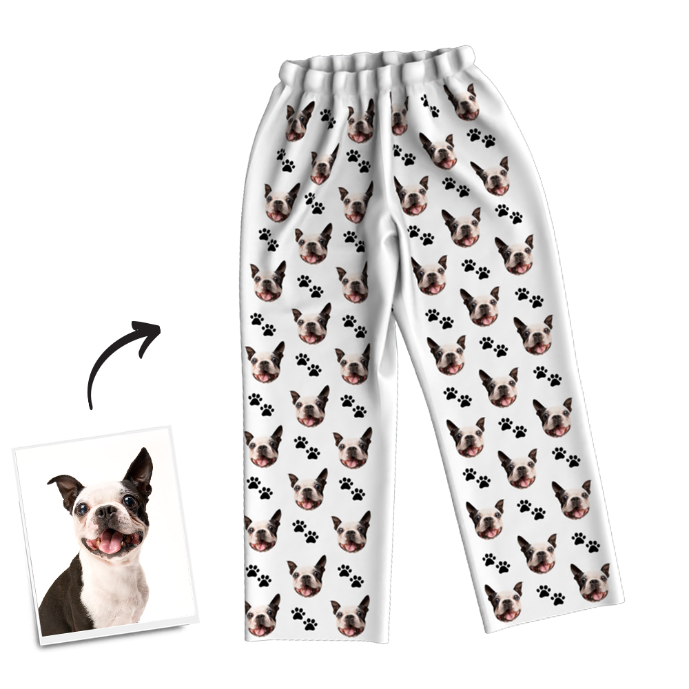 Custom Dog Photo Long Sleeve Pajamas, Sleepwear, Nightwear