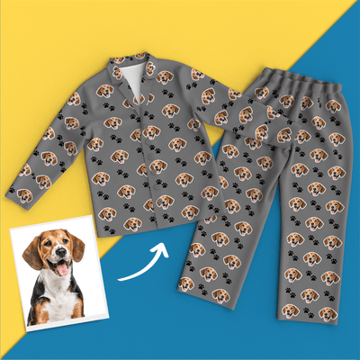 Custom Face Pet Footprint Long Sleeve Pajamas Leisure Wear - mysiliconefoodbag