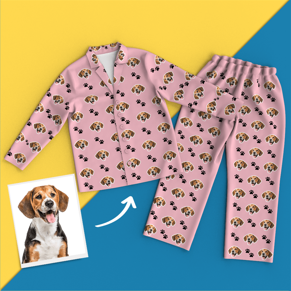 Custom Face Pajamas Long Sleeve Leisure Wear - Pet Footprint