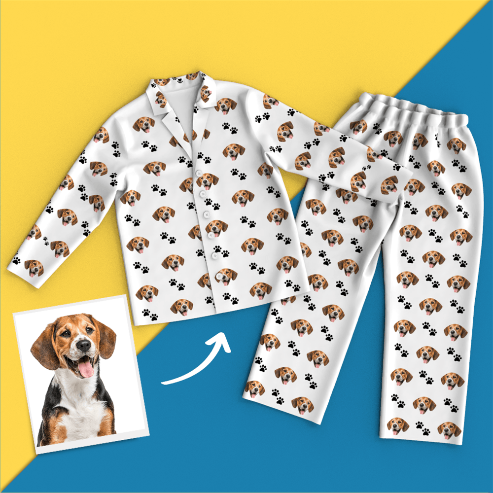 Custom Face Pajamas Long Sleeve Leisure Wear - Pet Footprint