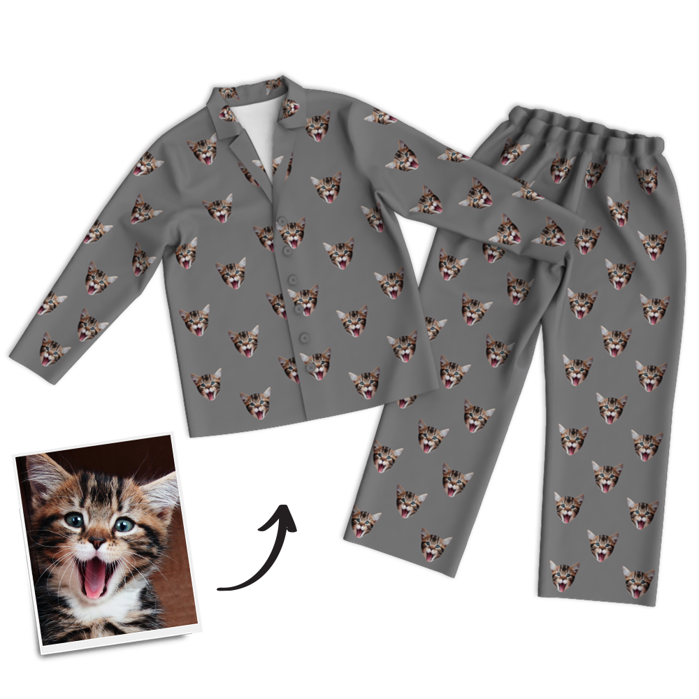 Custom Photo Long Sleeve Pajamas Sleepwear Nightwear