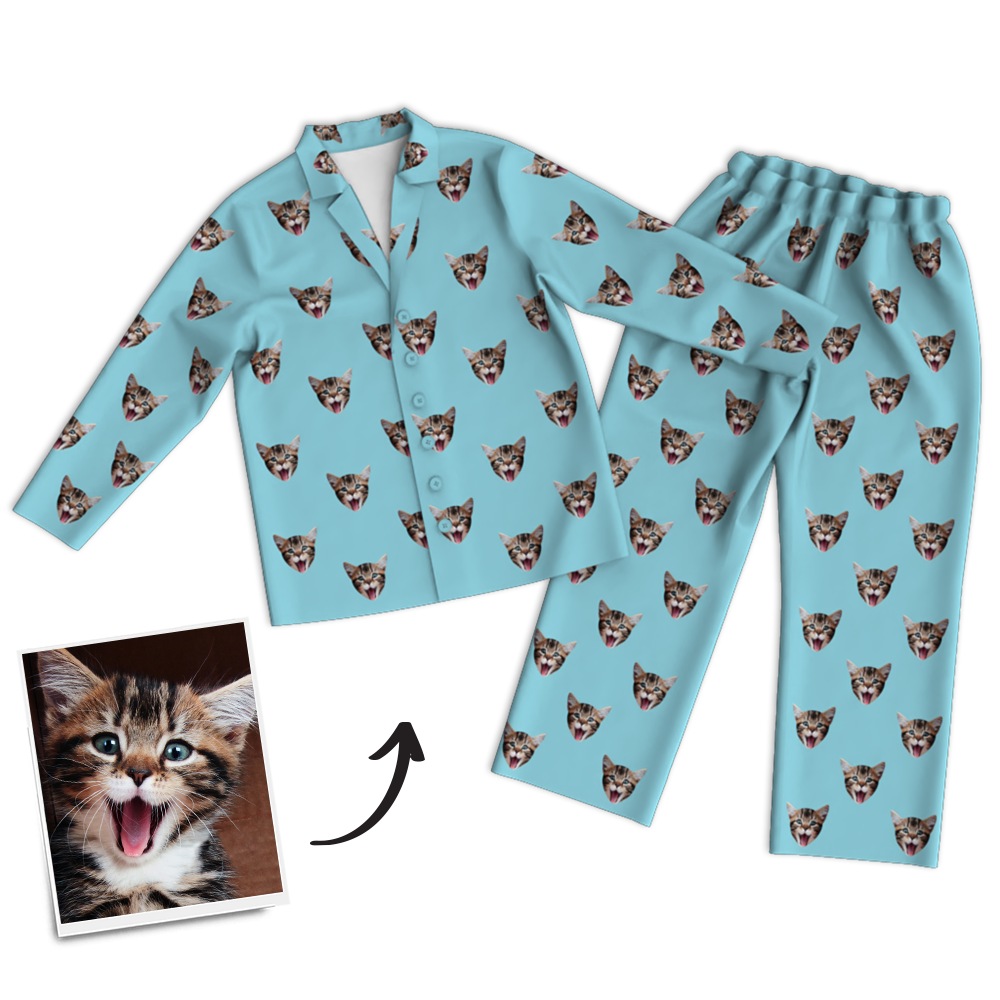 Custom Photo Long Sleeve Pajamas Sleepwear Nightwear