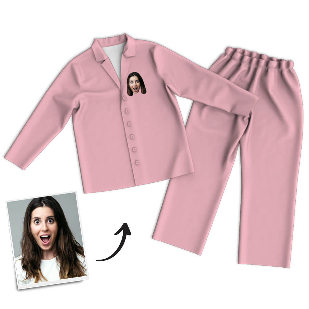 Custom Woman Photo Long Sleeve Pajamas, Sleepwear, Nightwear