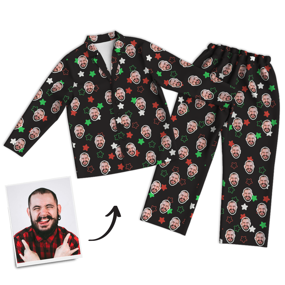 Custom Photo Long Sleeve Pajamas Custom Face Pajamas for Christmas Gifts