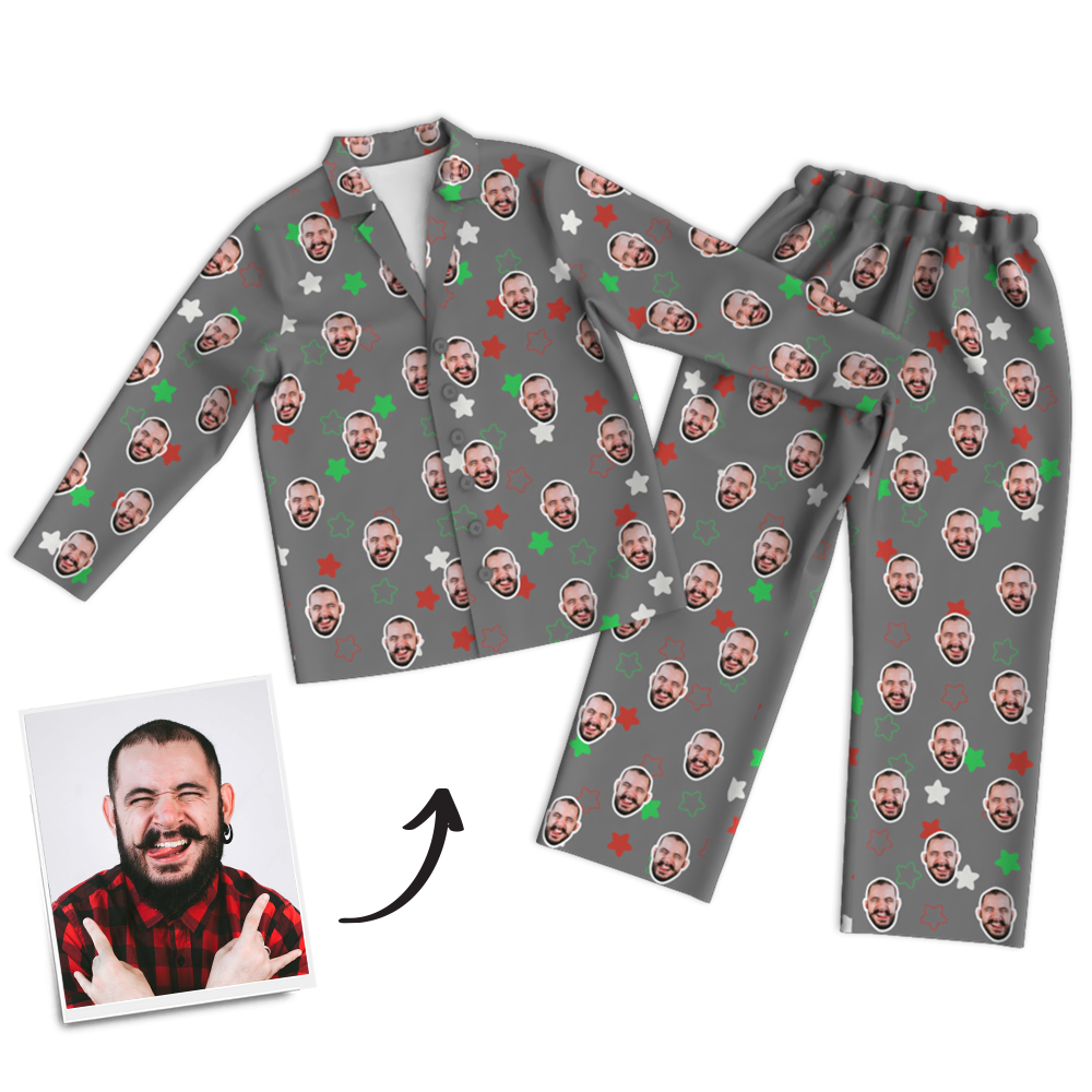 Custom Photo Long Sleeve Pajamas Custom Face Pajamas for Christmas Gifts