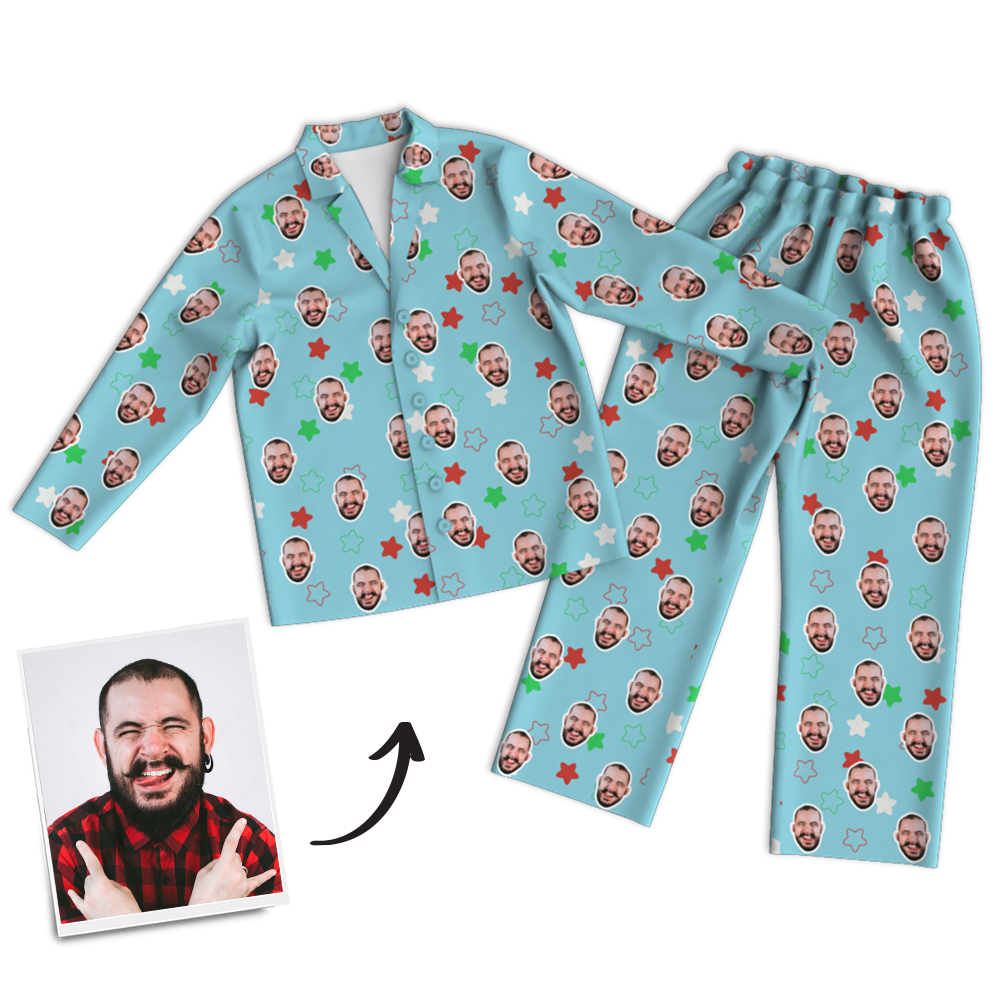 Custom Photo Long Sleeve Pajamas Custom Face Pajamas for Christmas Gifts