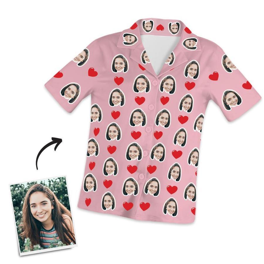 Customized Photo Short Sleeved Pajamas Home pajamas-Hearts