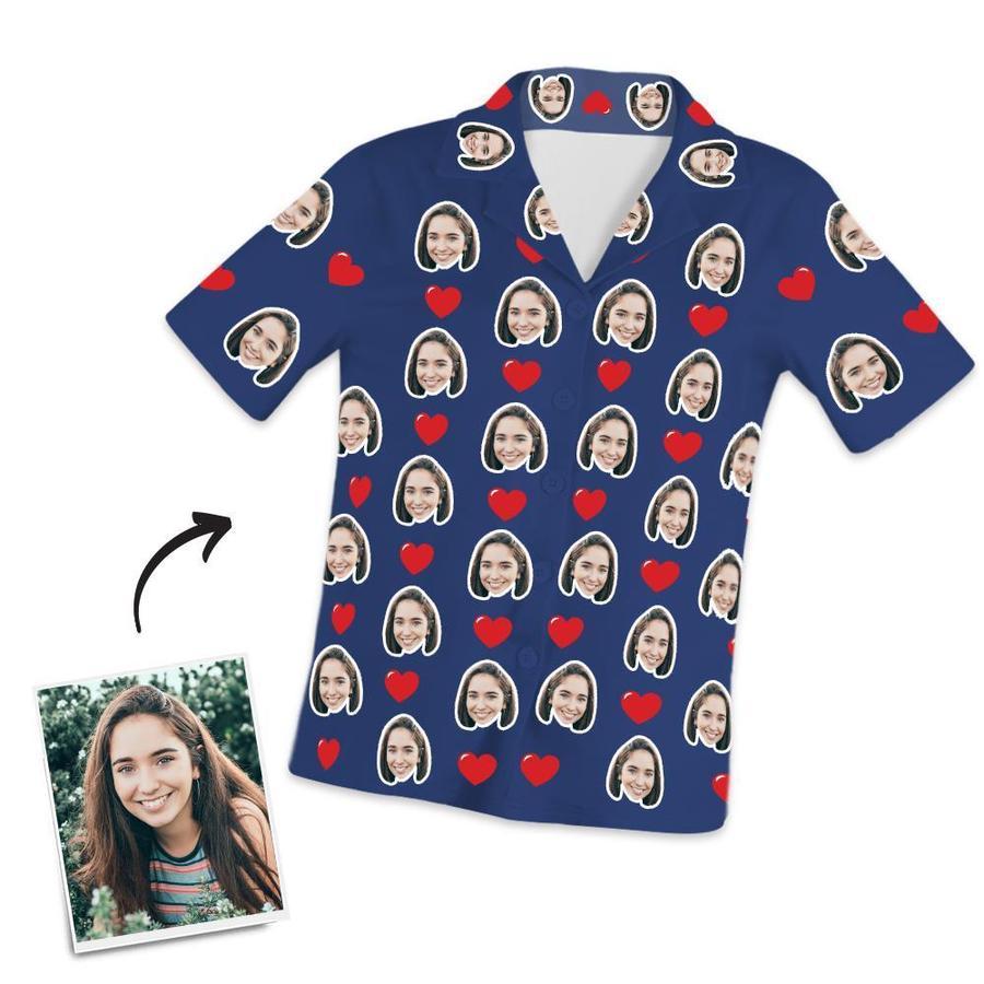 Customized Photo Short Sleeved Pajamas Home pajamas-Hearts