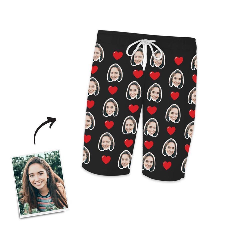 Customized Photo Face Short Sleeved Pajamas - Hearts