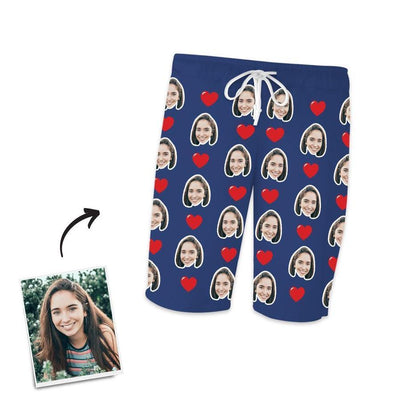 Custom Face Short Sleeved Pajamas With Hearts - Unique Pajamas Gifts For Mom - mysiliconefoodbag