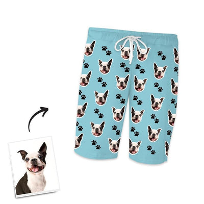 Custom Face Dog Footprints Short Pajama Pants A Funny Gift - mysiliconefoodbag