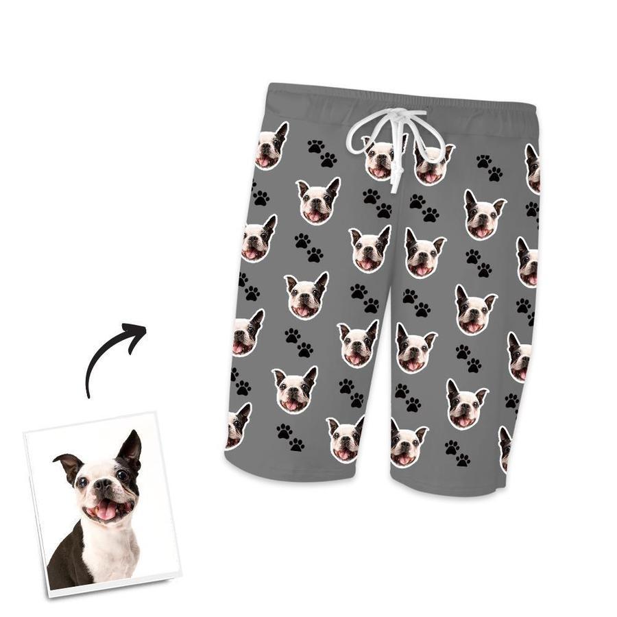 Custom Face Dog Footprints Short Pajama Pants A Funny Gift