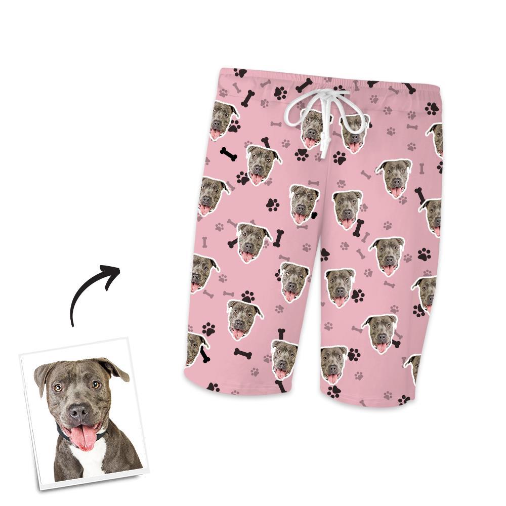 Christmas Gifts Custom Pajamas with Dog Face Bones And Footprints Short Sleeved Pajamas