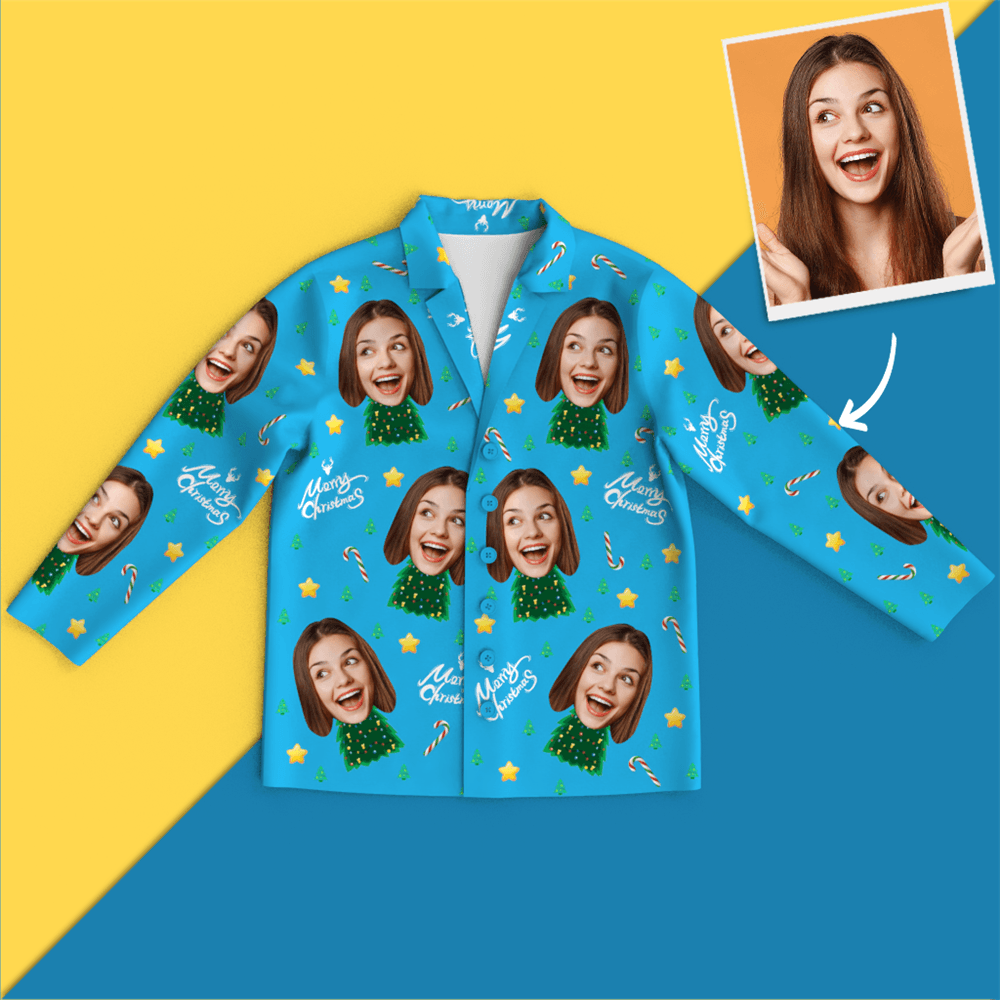 Christmas Gifts Custom Face On Pajamas Christmas Tree Pajamas